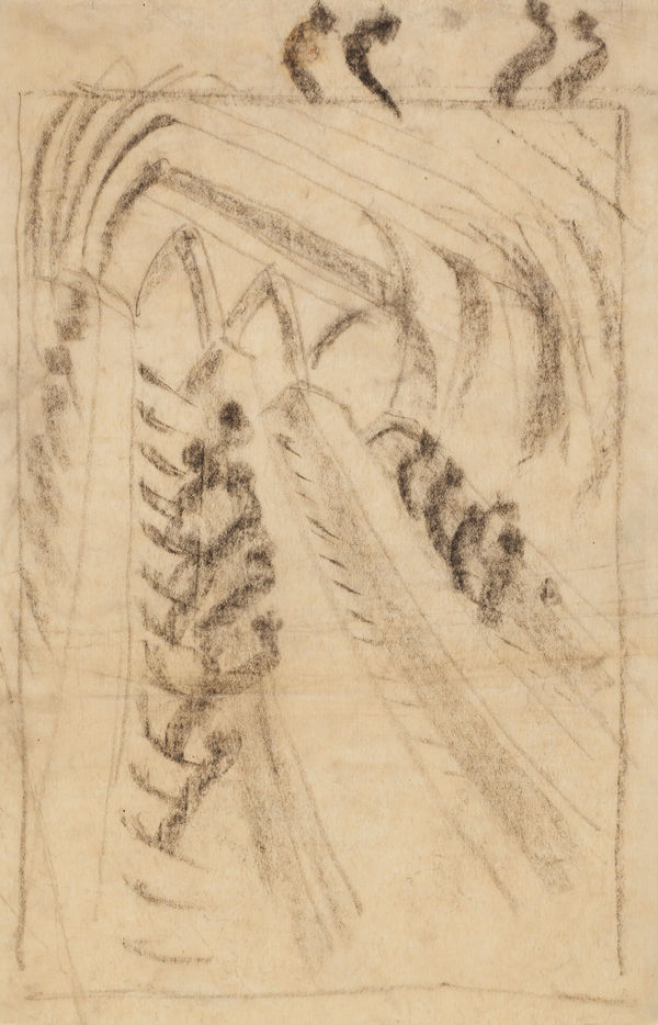 Cyril Power Study for Whence & Whither?, circa 1930 Black chalk on tissue-thin paper. 37.5 x 22.9 cm (14 3/4 x 9 in)