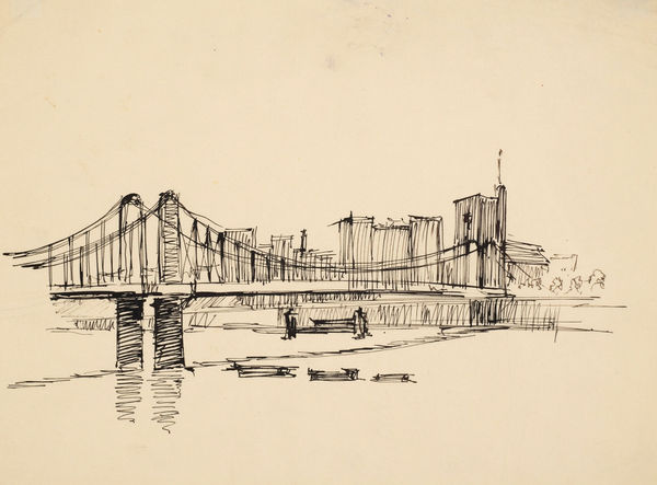 Cyril Power The Bridge Ink on paper. 68.6 x 78.7 cm (27 x 31 in)