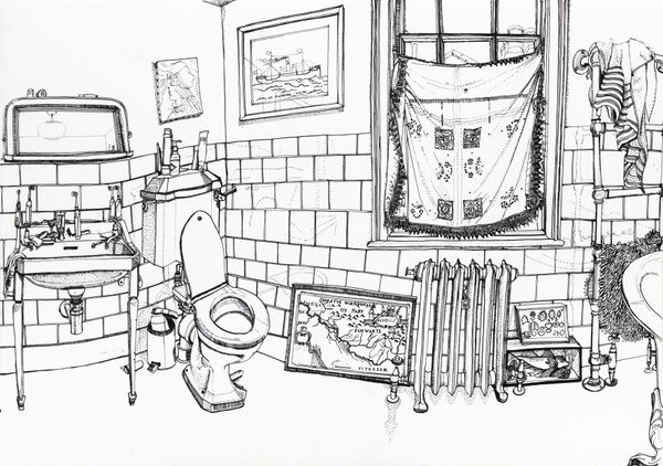 Ishbel Myerscough Bathroom, 2nd Floor 2, 2020 Pen and ink on paper. Signed. 42 x 59.5 cm (16 1/2 x 23 3/8 in)