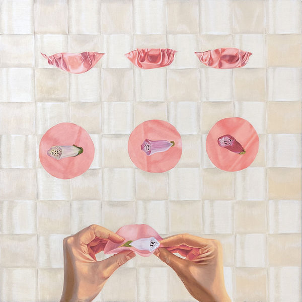 Dani Trew I'll Eat Your Poison Dumplings, 2024 Oil on board. Signed verso. 39.8 x 39.8 cm (15 5/8 x 15 5/8 in)