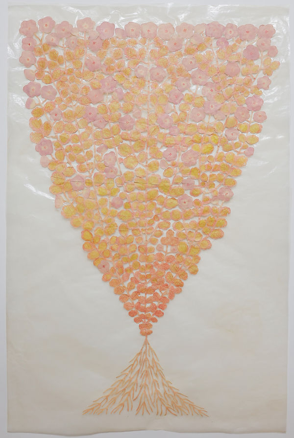 Fumi Imamura One Flower (light purple triangle) (花ひとつ(藤色の三角)), 2023 Signed. Collage and watercolour on paper. 76 x 50 cm (29 7/8 x 19 3/4 in)