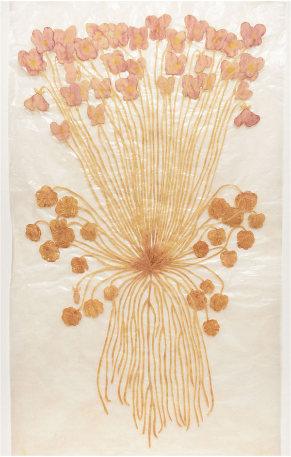 Fumi Imamura One Flower (purple), 2022 Collage, watercolour on paper. Signed. 76 x 43 cm (29 7/8 x 16 7/8 in)