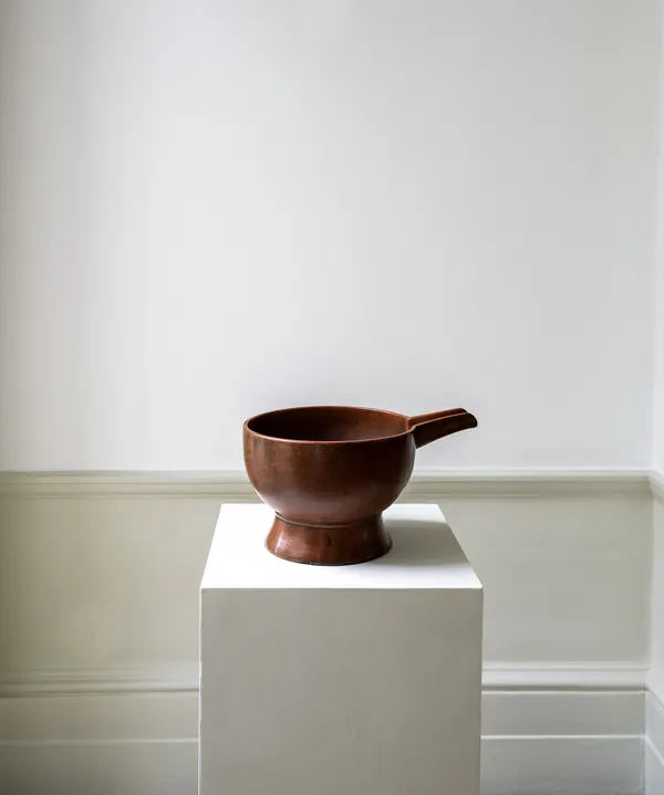 Kataguchi, 18th century A wood and lacquer saké bowl. Negoro ware, Wajima province. 19.5 x 33 cm (7 5/8 x 13 in) Provenance: Mestdagh, Brussels Collection: John Kasmin