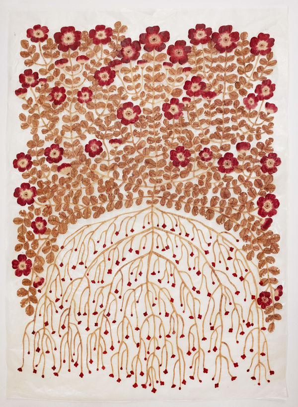 Fumi Imamura One flower (wild rose) (花ひとつ (野ばら), 2025 Collage and watercolour on paper. Signed. 74.5 x 52 cm (29 3/8 x 20 1/2 in)