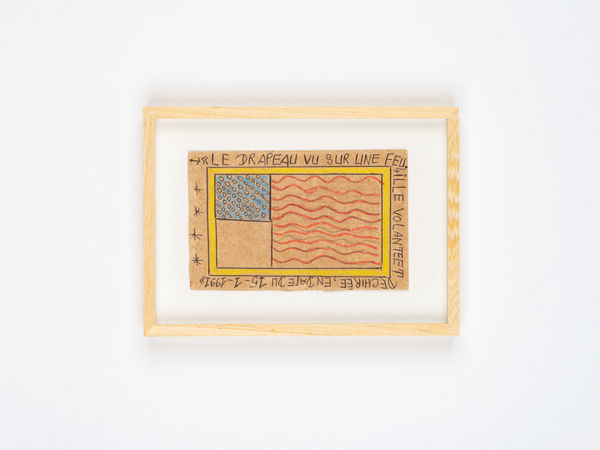 Frédéric Bruly Bouabré, Le drapeau vu sur une feuille volante et déchirée, en date du 15-1-1991, 1991