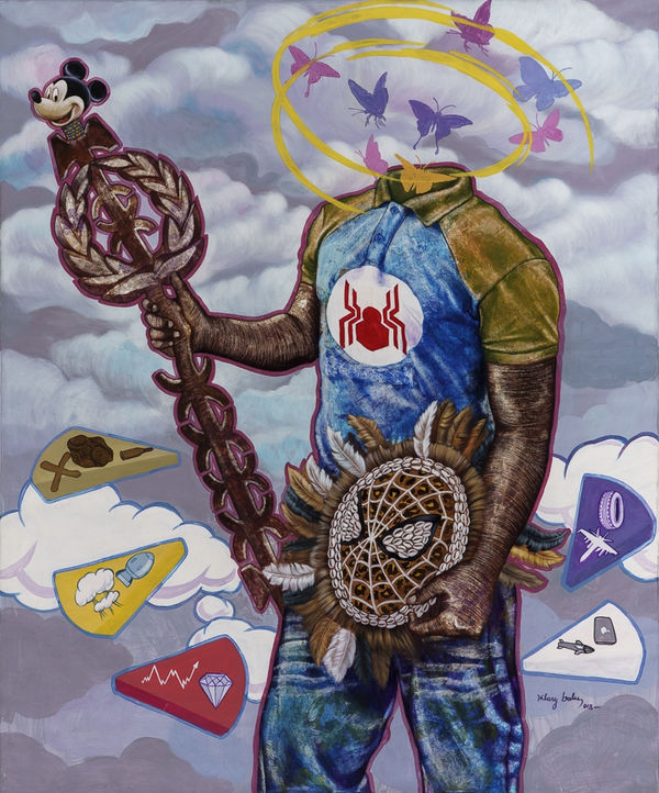 Hilary Balu Strange butterfly II Acrylique et grattage sur toile 164 x 140 cm 64 5/8 x 55 1/8 inches