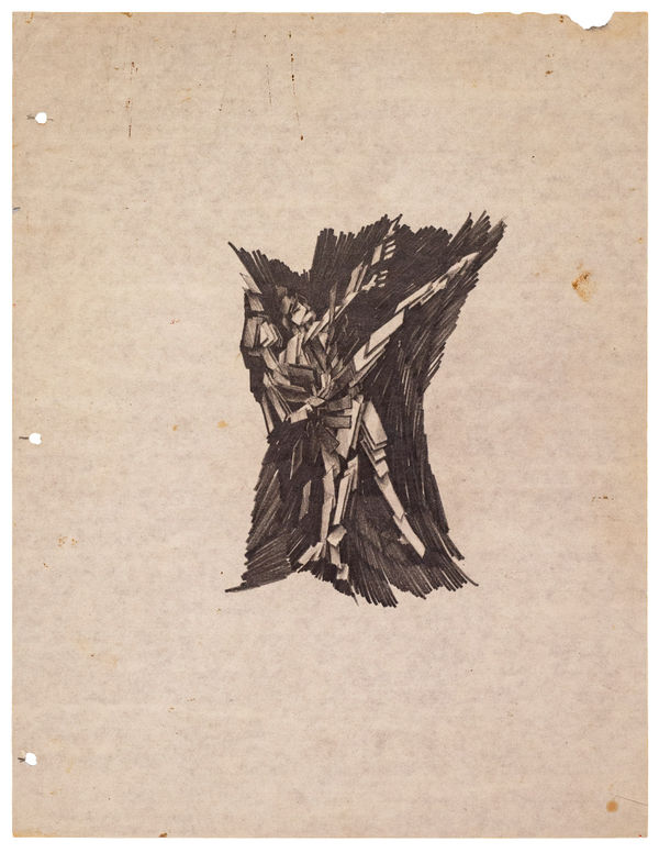 Rafael Cauduro, Boceto 04 "Bailarines con fragmentos de luz", 1980