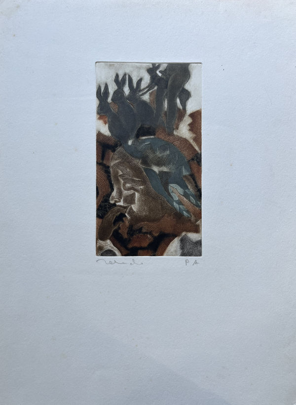 Francisco Toledo, Sin titulo (Mujer con conejos), ca. 1975