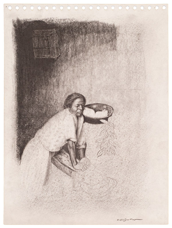 Rafael Cauduro, "Mujer amasando"