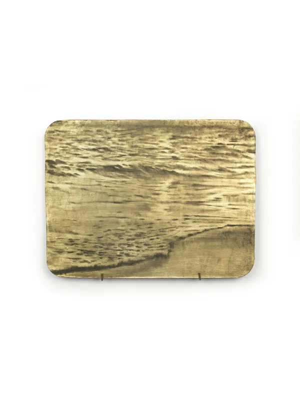 XIE Fan Golden Sea, 2026 Gold foil and oil on terracotta plate 30 x 40 cm (11 ¾ x 15 ¾ in)