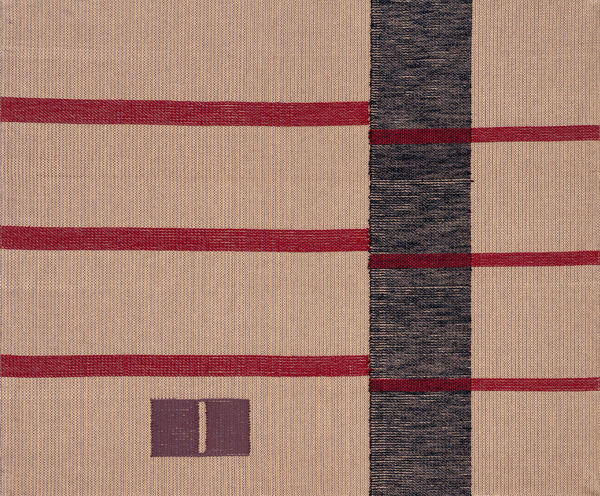 Miranda Fengyuan Zhang Six lines and squares, 2022 Hand woven cotton 54.5 x 65.1 cm 21 1/2 x 25 1/2 in