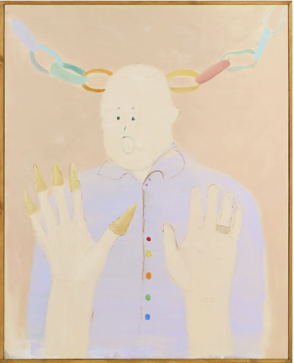Shinya Azuma Happy chain, Happy nail, Happy ring, 2024 Oil on canvas 162 x 130 cm (63 ¾ x 51 ⅛ in)