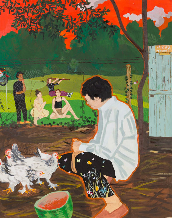 Summer Is Not All (the chickens try to eat embroidered butterflies off garments and we follow their cue to pursue our wants, our whims, our hungers)