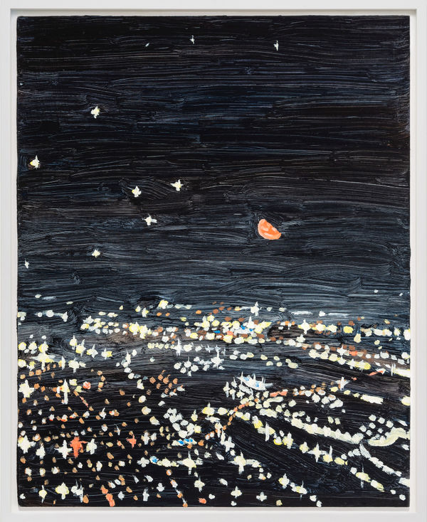 Pink Half-Moon Over Newark