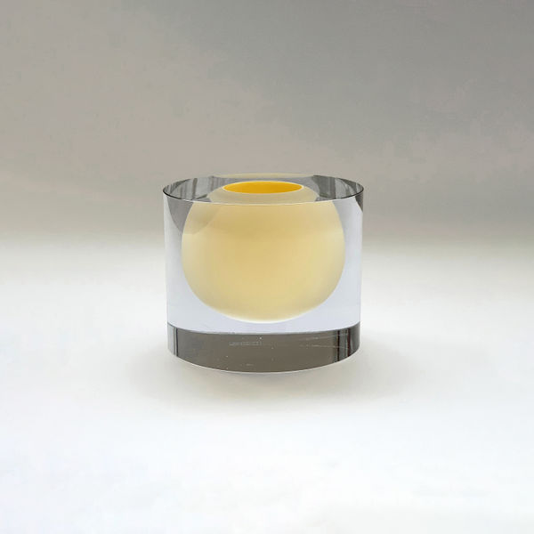 Tora Urup, Cylinder with floating bowl. Pale-Yellow., 2016