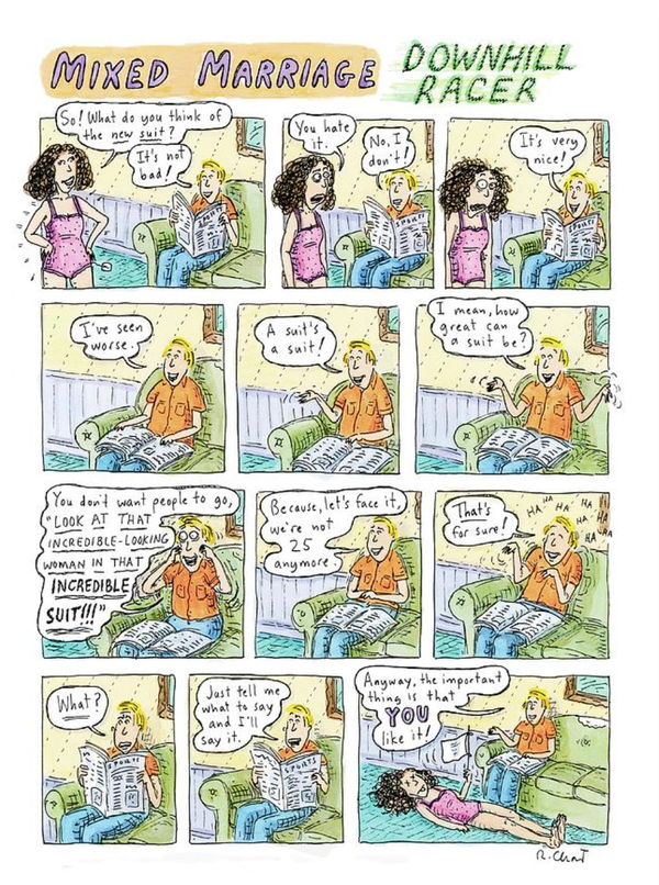 Roz Chast, Mixed Marriage: Downhill Racer, 2010, March 29
