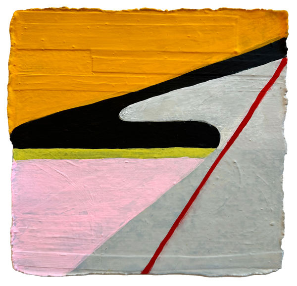 Jill Moser 6.30.24, 2024 Gouache on various papers on khadi 8 x 8 in.