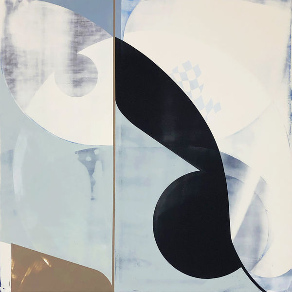 Blue and black abstract painting