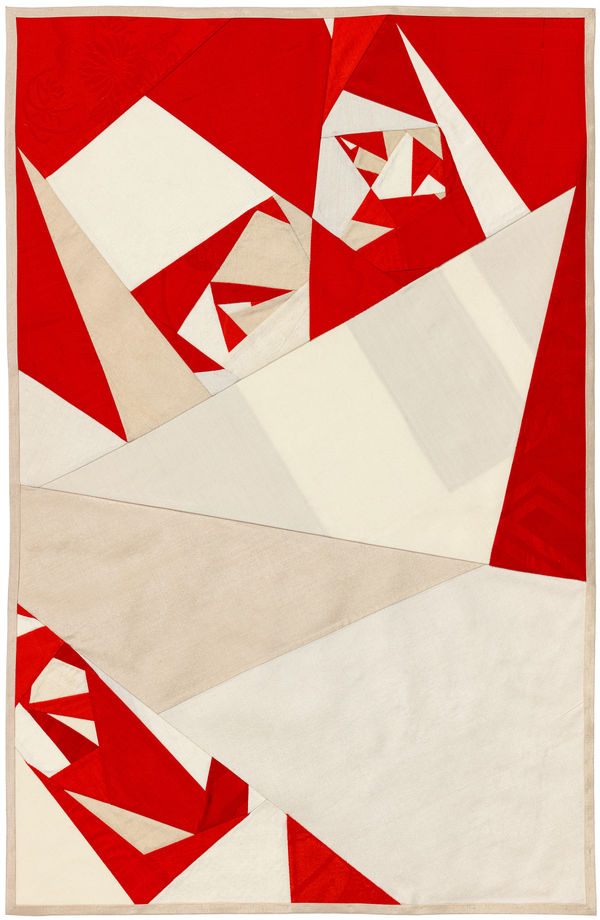 Debra Smith Seeing Red Series, 1, 2019 pieced vintage silk 28 x 19 in.