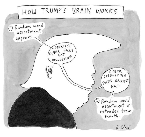 Roz Chast, How Trump's Brain Works, 2016, Oct. 31