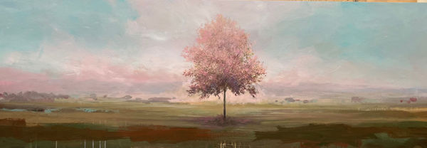 Peter Hoffer Labyrinth, 2024 acrylic and epoxy on board 32 x 95 in.