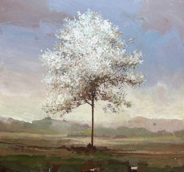 Peter Hoffer Medici, 2024 acrylic and epoxy on board 40 x 40 in.