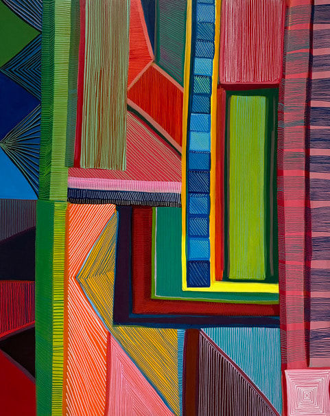 Cynthia Rojas Stalking, 2024 acrylic and ink on panel 40 x 60