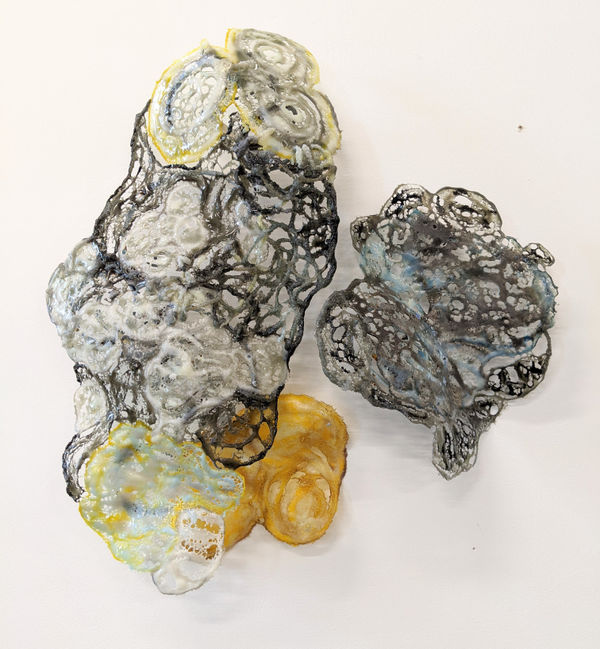 Nancy Cohen Fluctuant, 2021 glass, metal, and handmade paper 20 x 20 x 3.5 in.