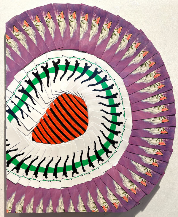 Lisa Hoke Swingtime, 2024 felt, cards, cardboard, wood 16 x 13 in