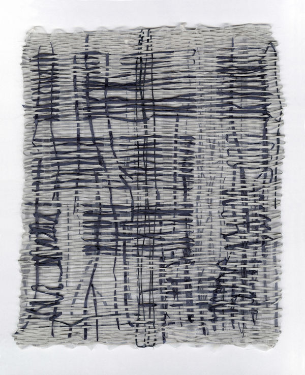 Margie Neuhaus Untitled (2023.7.4), 2023 silk, graphite, linen paper wrapped in raw silk, and cotton gima 12 x 10 in.