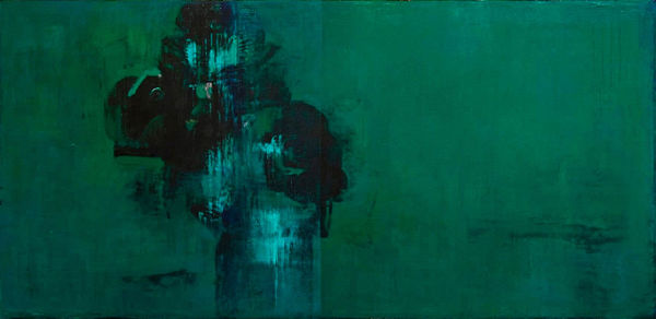 Daniel Brice PP-Green, 2018 oil and acrylic on canvas over panel 38 x 78 in.
