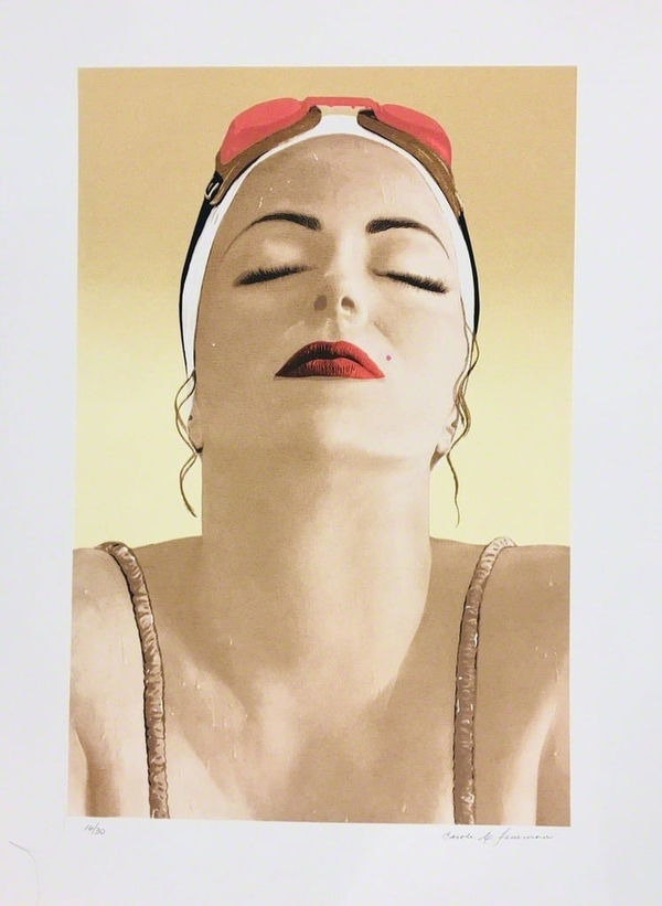 Carole A. Feuerman, Catalina Yellow Diamond Dust Background