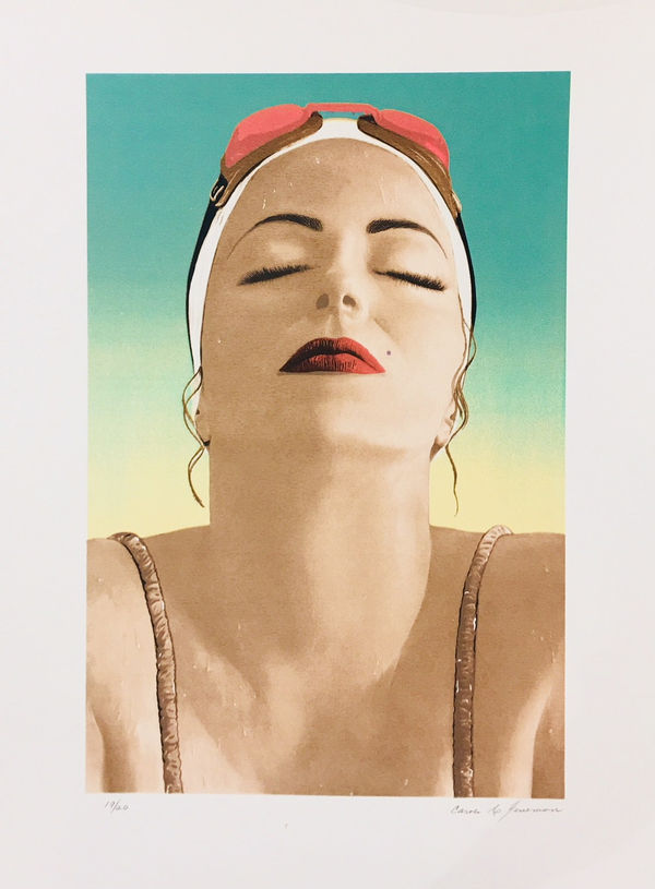 Carole A. Feuerman, Catalina Green Diamond Dust Background