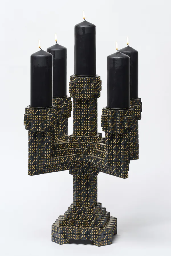 Lucky candle holder zwart met goud