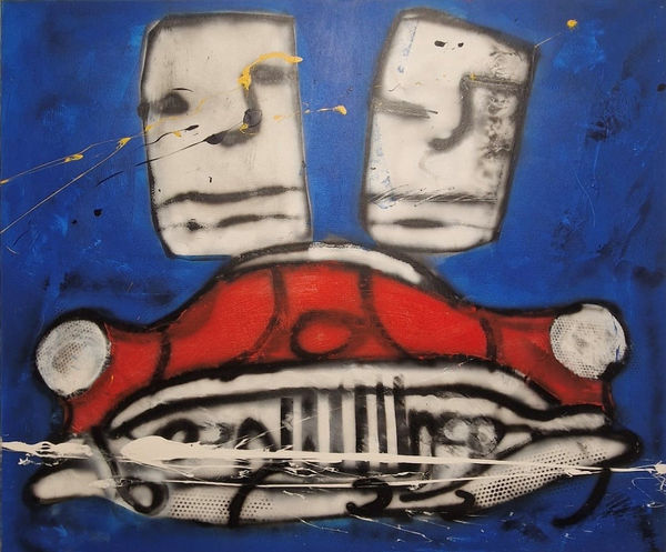 Cadillac op blauw veld