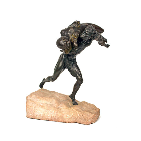 Marcel Bouraine - Art Deco Satyr Abducting a Nymph Sculpture by Marcel Bouraine, 1930