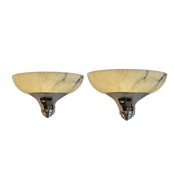 Brushed Nickel Pair of Sconces