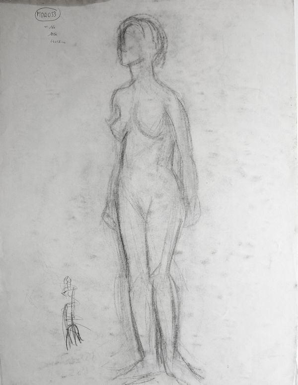 Martine Martine, Nu féminin debout (recto/verso), 1950