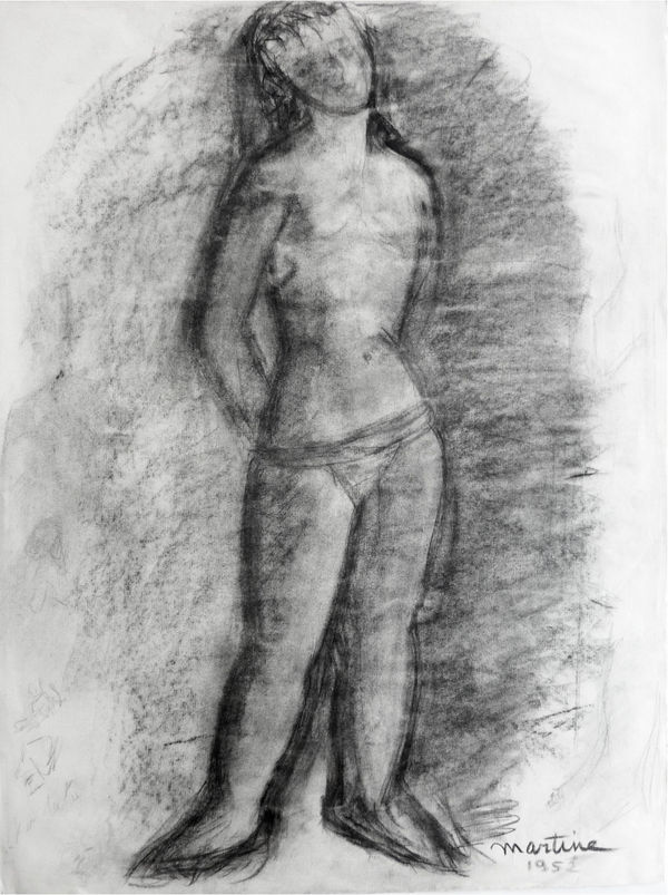 Martine Martine, Nu masculin debout les mains dans le dos, 1952