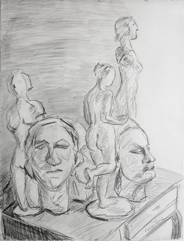 Martine Martine, Séance de dessin à l'atelier, 1950