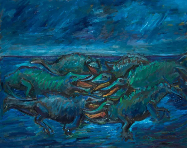 Martine Martine, Crocodiles sur fond bleu, 2007