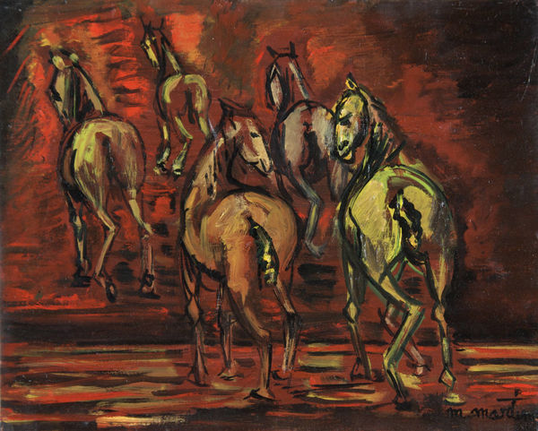 Martine Martine, Petits Chevaux sur fond rouge II, 1998