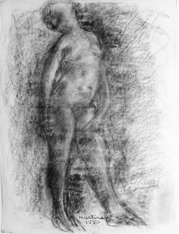Martine Martine, Nu féminin debout la tête penchée, 1950