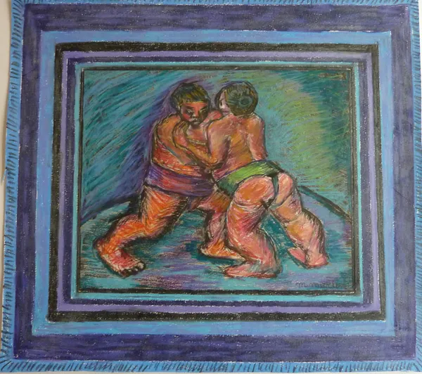 Martine Martine, Combat de sumos VI (2) rehaussé, 2004