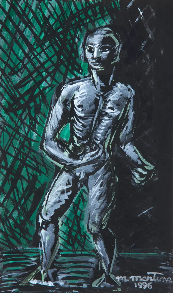 Martine Martine, Sculpture sur fond vert, 1996