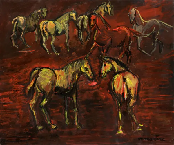 Martine Martine, Petits Chevaux sur fond rouge III, 1998