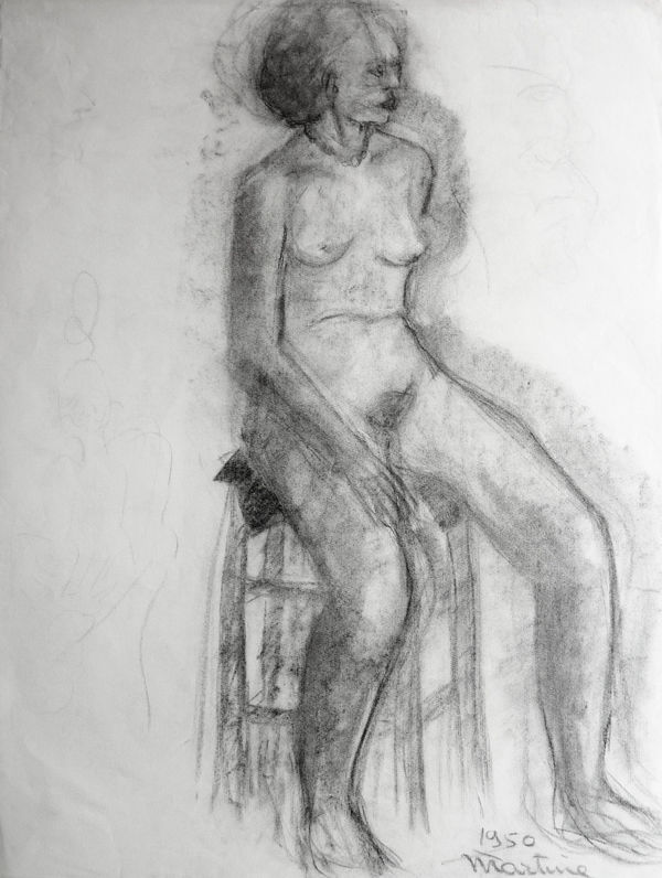 Martine Martine, Nu féminin assis sur un tabouret II, 1950