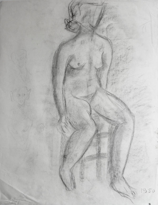 Martine Martine, Nu féminin assis sur un tabouret I, 1950