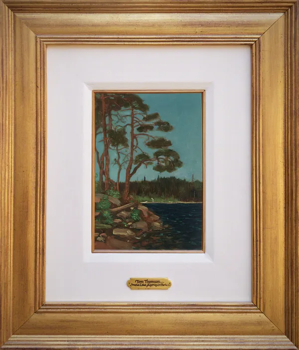Tom Thomson Smoke Lake, Algonquin Park, 1912 oil on paperboard (birchmore board) 10 x 7 in 25.4 x 17.8 cm inscribed in graphite on verso "Smoke Lake/Algonquin Park" Joan Murray catalogue raisonné number (1912.28)