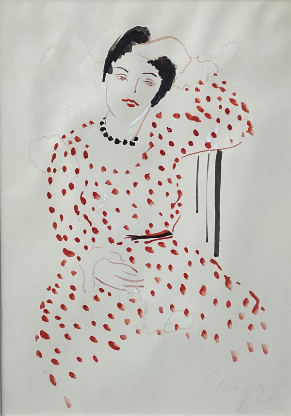 Elmyr de Hory, Homage to Henri Matisse with a Lady Wearing a Red Polka Dot Dress